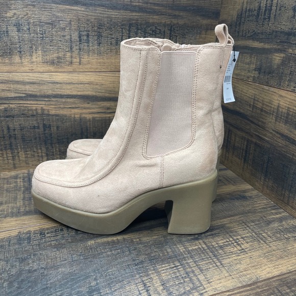 Lane Bryant Women's Ankle Boots Beige Platform Heel Zip Size 10W - Picture 4 of 13